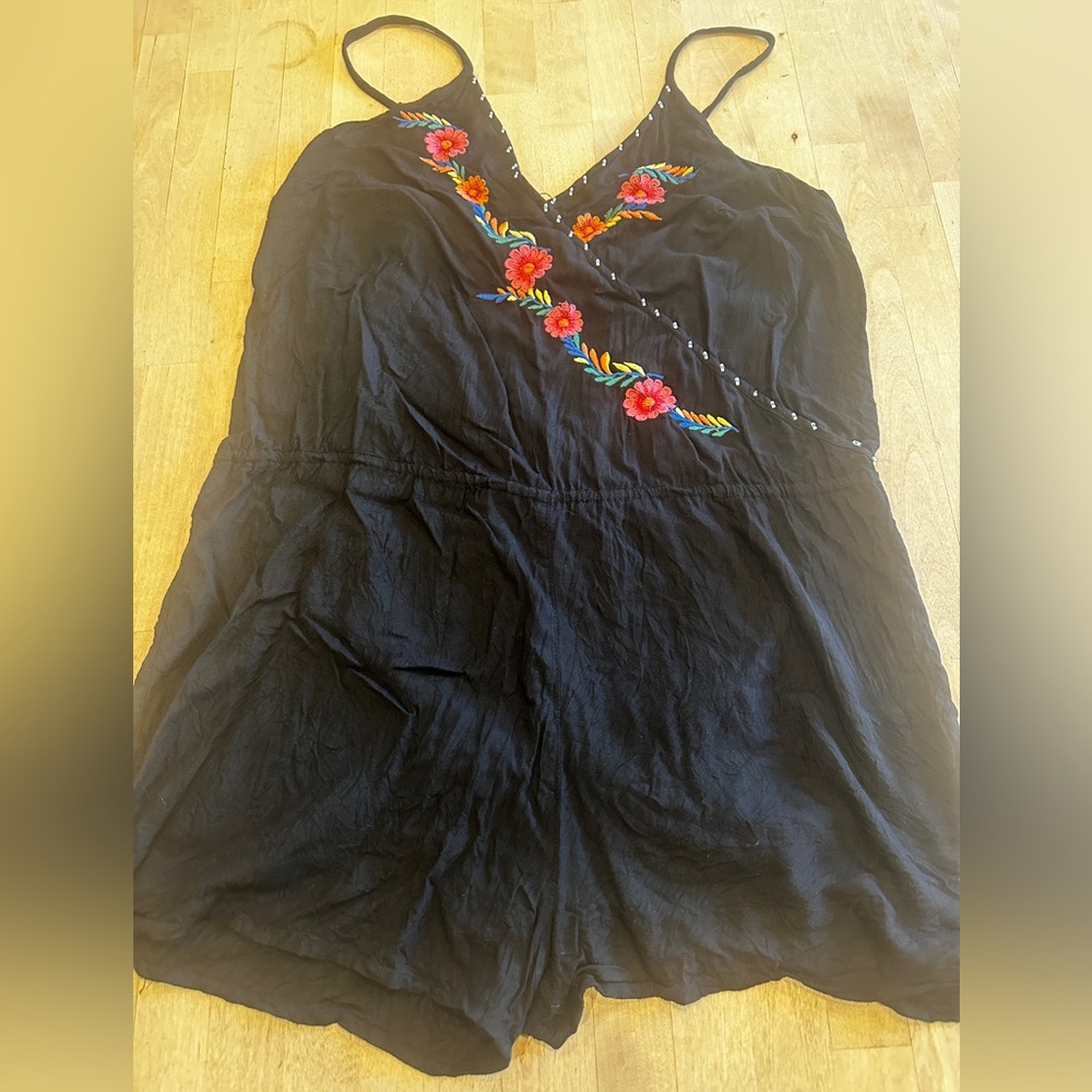Fun & Flirt Black Dress with Floral Details